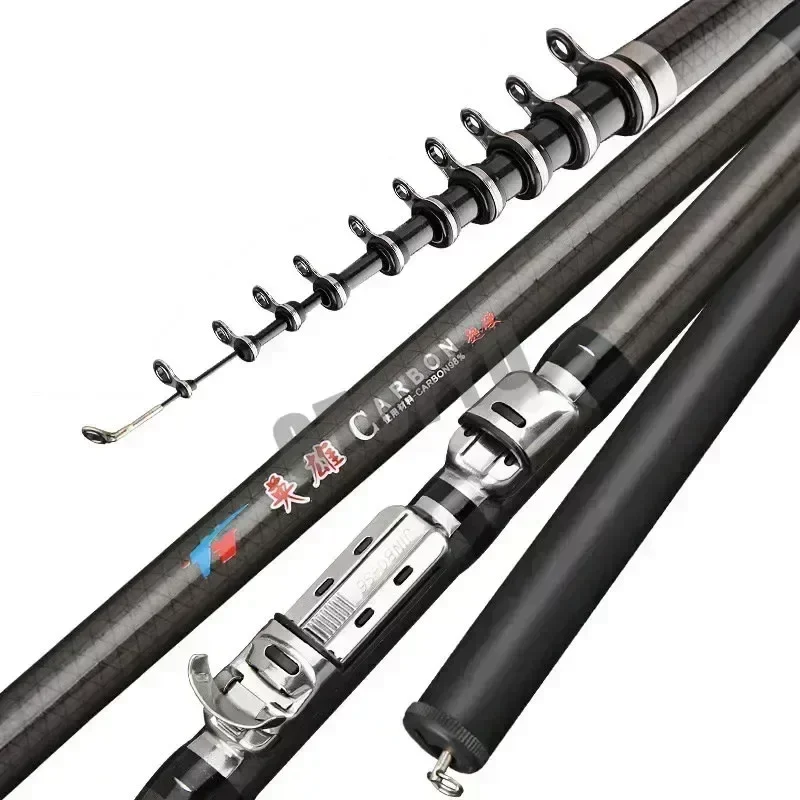 2.7M 3.6M 4.5M 5.4M 6.3M 7.2M Carbon Telescopic Rock Fishing Rod Ultra Light Rod Lure Carp Travel Ocean Spinning Fishing Rod