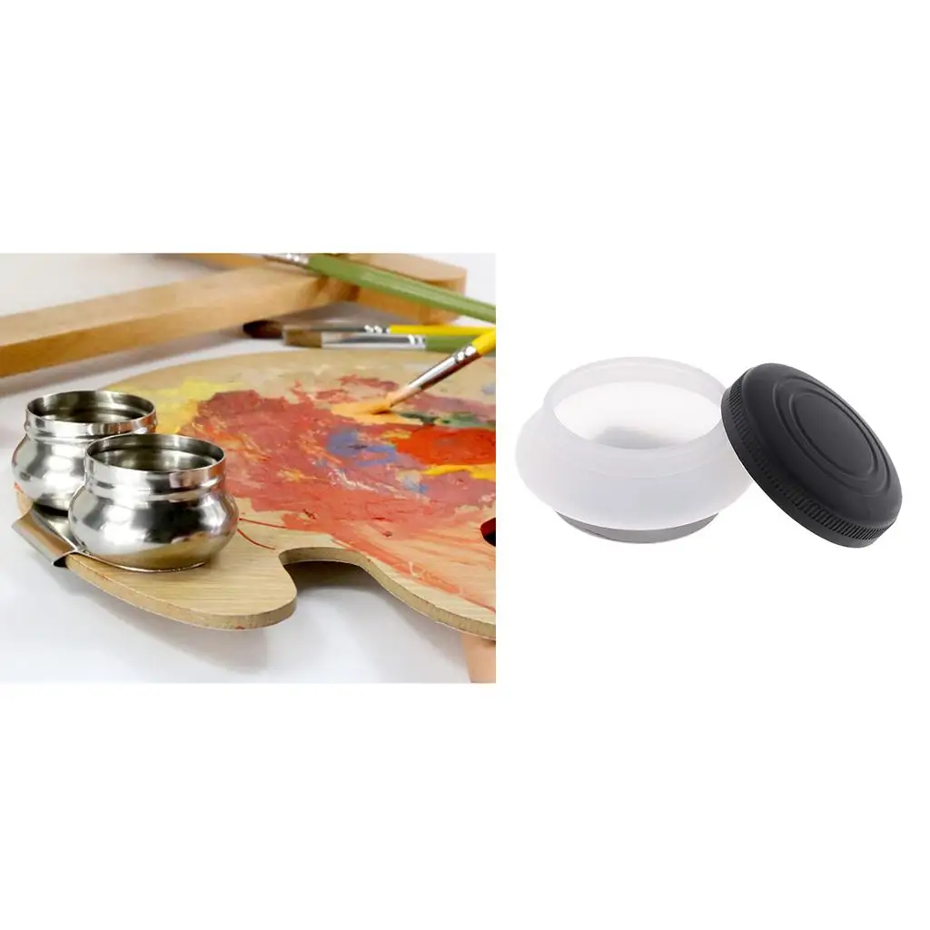 2Artists Round Single Dipper Clip Container for Oil Mediums with Lid