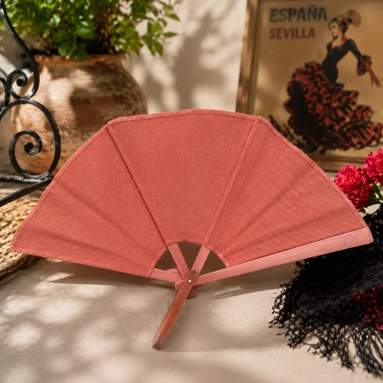 Wood Folding Portable Hand Fan Handmade Spanish Flamenco Bridal Wedding Dance Five Rib Wooden Fan Gift For Women Decor