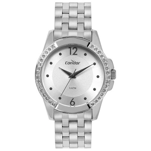 Relógio Feminino Prata Condor Com Par De Brincos E Bracelete Top de Linha