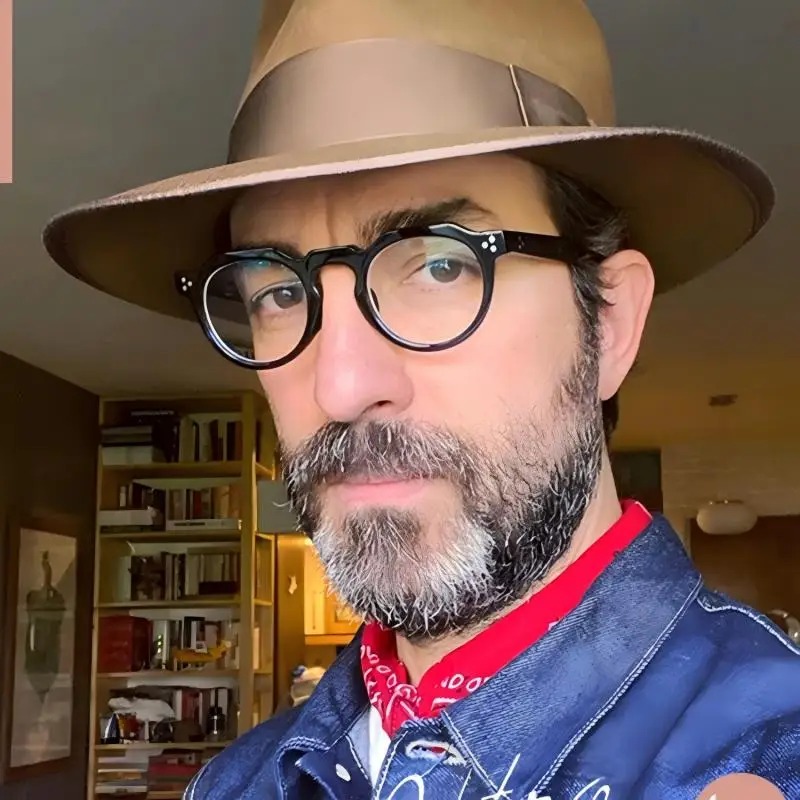 Kacamata Anti Cahaya Biru Desainer Rivet Eyewear, Kacamata Komputer Bulat Retro, Kacamata Optik Pemblokir Biru untuk Pria Wanita