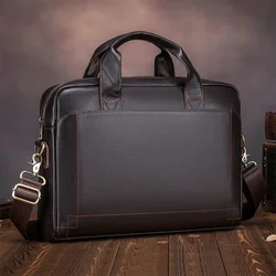 Men's Leather Laptop Baotou Layer Cowhide Business Briefcase High-end Large-capacity Travel Diagonal Shoulder Bag