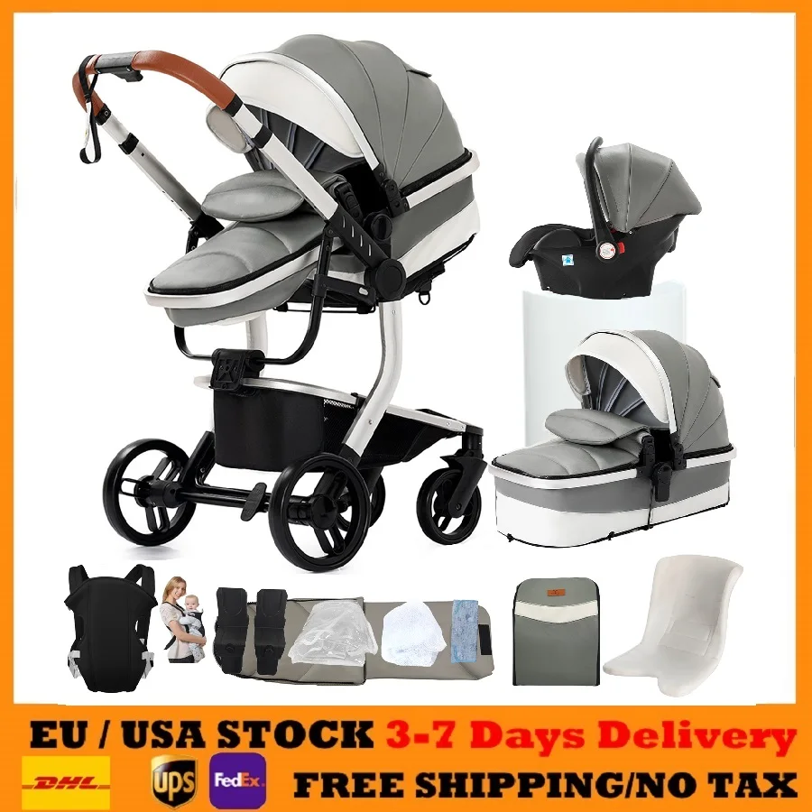 

Baby Stroller 2 in 1 Baby Carriage Baby Cars for Baby Convertible Foldable Standard Stroller Lightweight Stroller with Canopy
