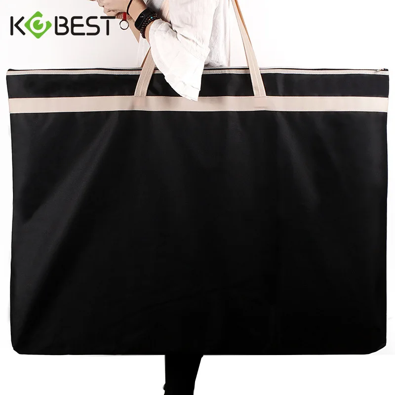 Large Canvas Zipper Document Bag with Multi Layer Pockets, Portable A4 Art Portfolio File Storage Tote for Office, School and
