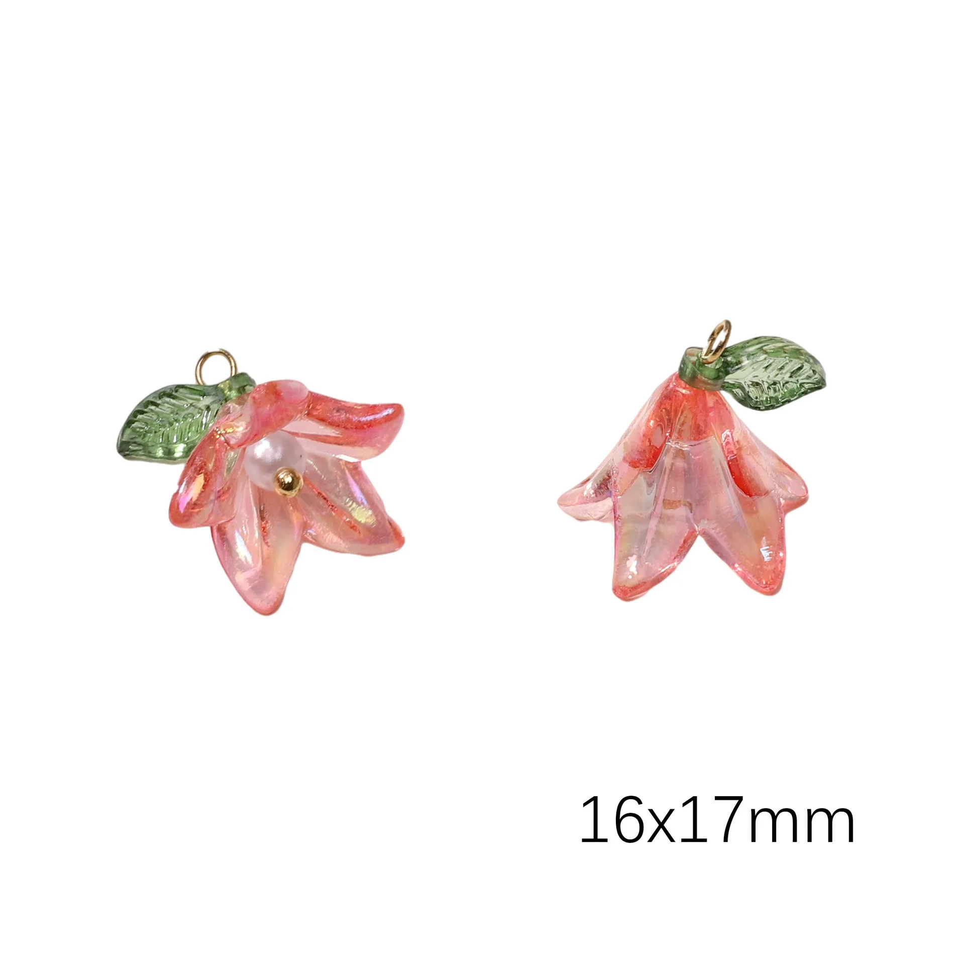 10pcs Colorful 16x17mm Acrylic Lily Flower Imitation Pearl Charms Pendant For Bracelet Earrings DIY Jewelry Making Accessories