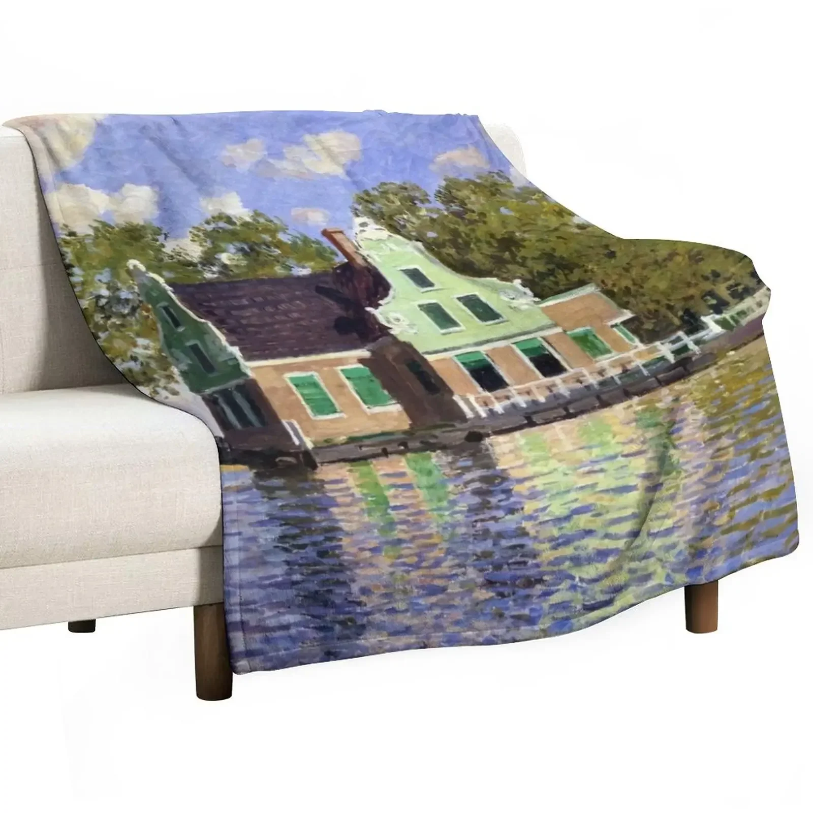 

House on the Zaan by Claude Monet Throw Blanket Soft Beds Designers Thermal Travel Blankets