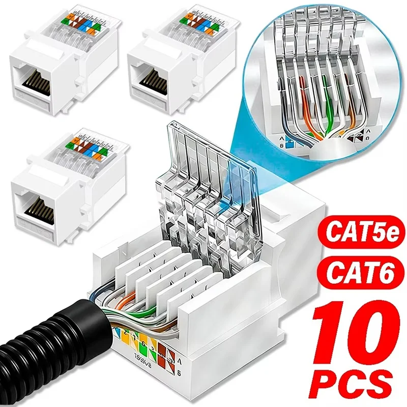 CAT6 Crystal Head Network Socket Comprehensive Wiring CAT6 Cable Patch Panel For Wall Adapter Coupler Ethernet Keystone Adapter