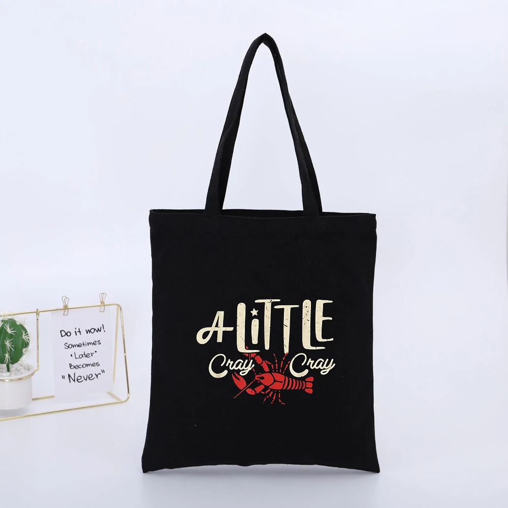Lobster Graphic Canvas Tote Bag with Typography Print, Vintage Style for Daily Shopping