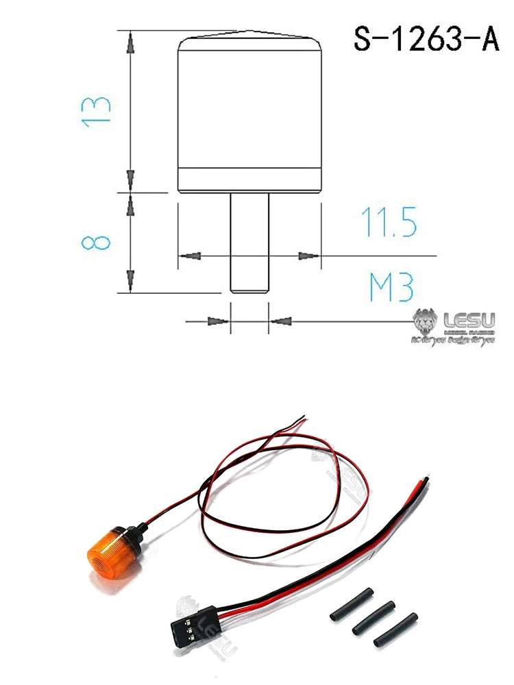 RC Model Cabin 1 Part Rotating Warning LED Light A Voltage 3V For RC 1/14 LESU DIY Tamiya Tractor Truck Cars