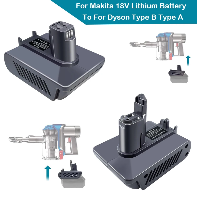 Battery Adapter for Makita 18V Battery to for Dyson Type A Type B Handheld Vacuum Cleaner DC35 DC34 DC31 DC56 DC57 DC44 DC45