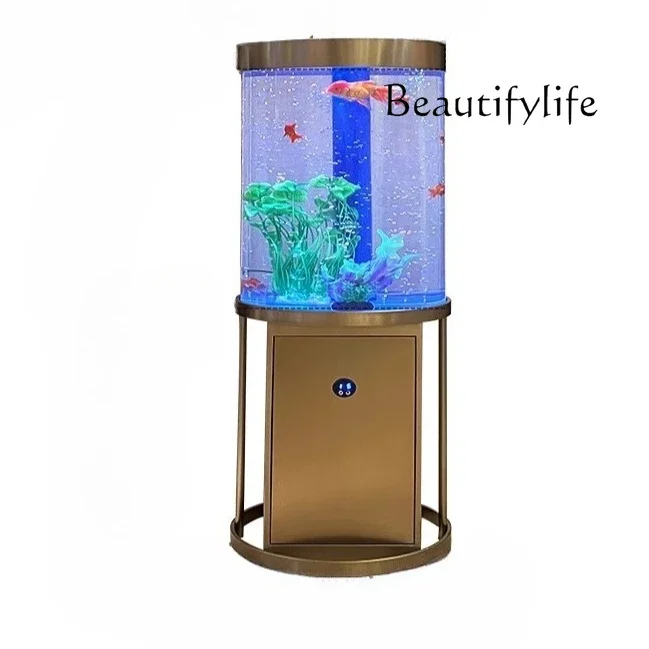 

Flowing water generates wealth round goldfish tank living room floor-to-ceiling household small ecological circulation bottom