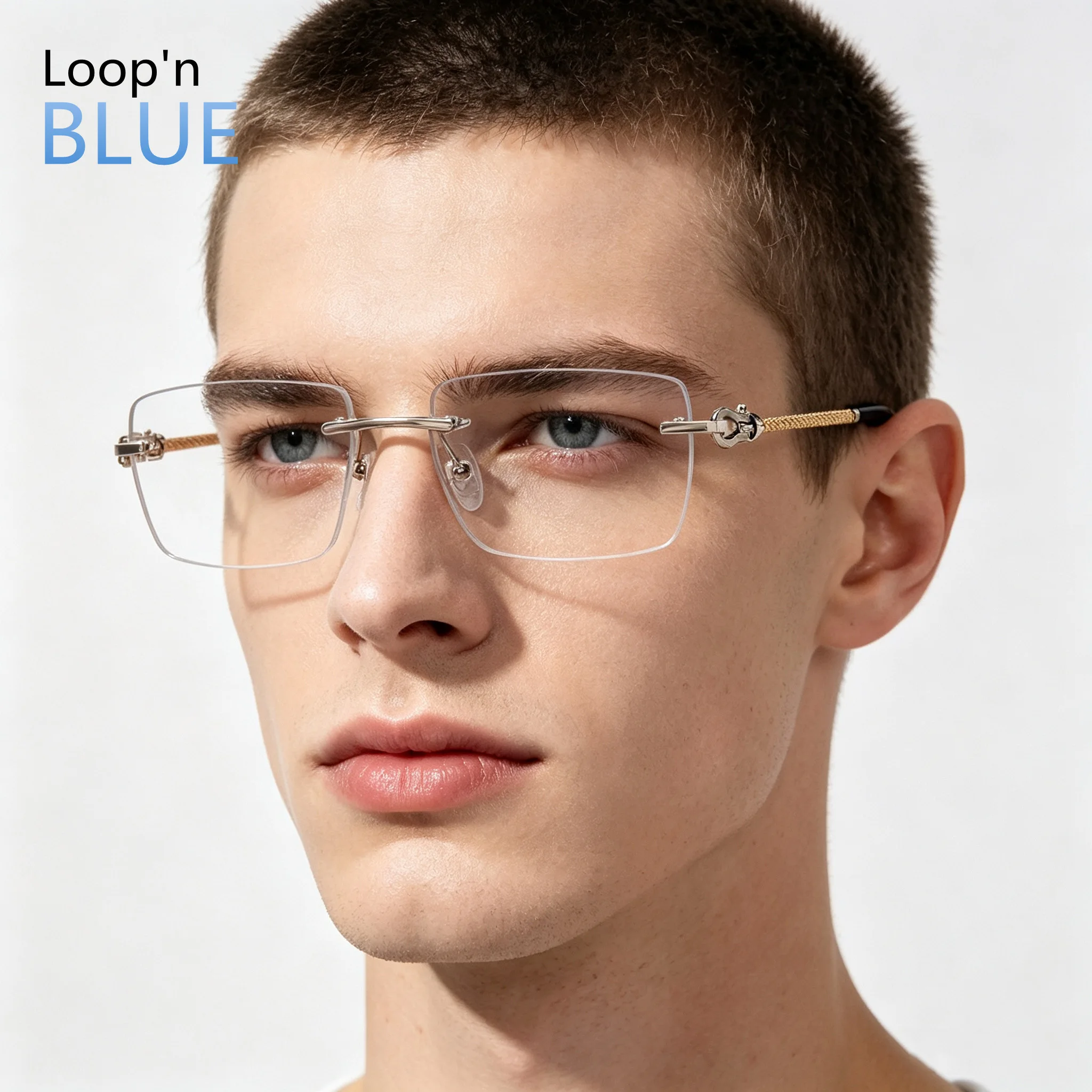 Pure Titanium Square Rimless Glasses Prescription Frame Fashion Simple Men Women Eyeglasses Light Weight Frameless Spectacles