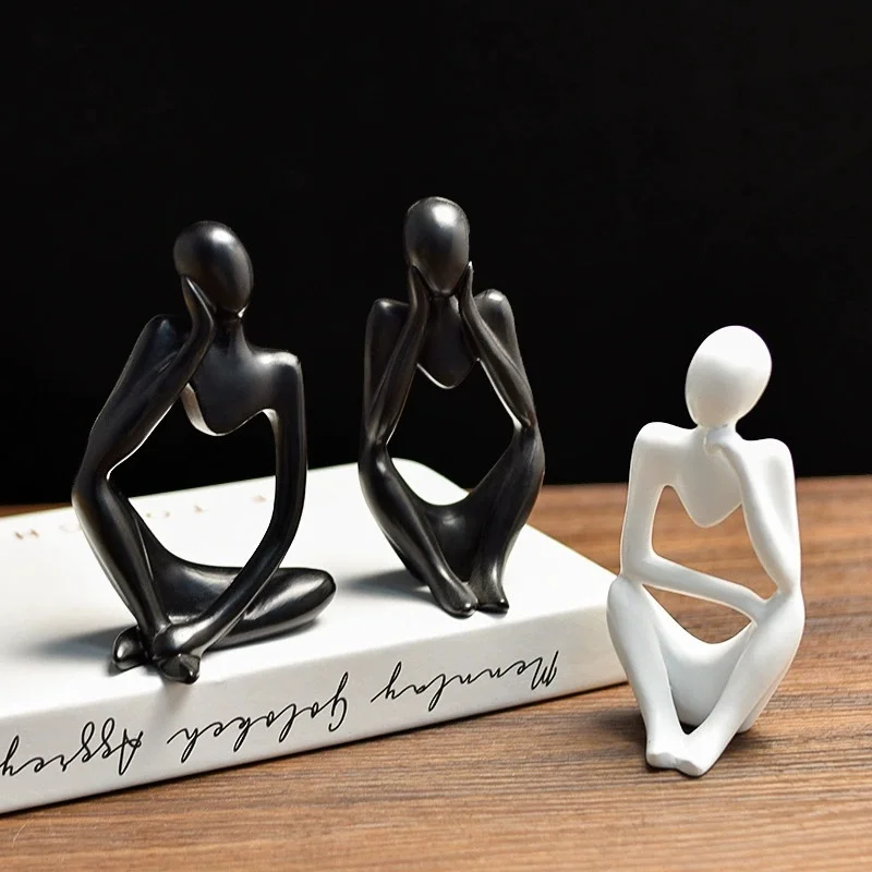 Nordic Abstract Thinker Statue Resin Figurine Modern Home Decor Office Living Room Desktop Ornament Craft