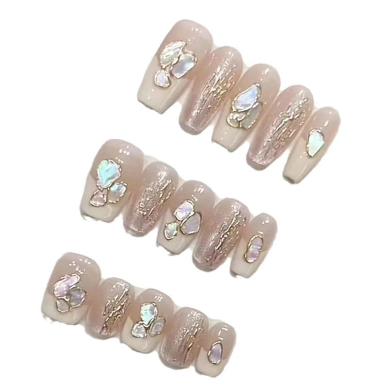 

Pure handmade phototherapy nail art, shell love, wear nail, reuse nail patch removable