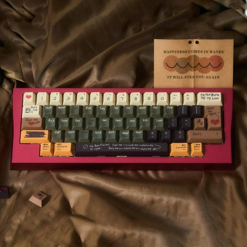 MiFuny Keycap Set Love Story Theme PBT Dye-sublimation Custom Scrawl Cherry Profile Keyboard Cap Key Caps Mechanical Keyboard