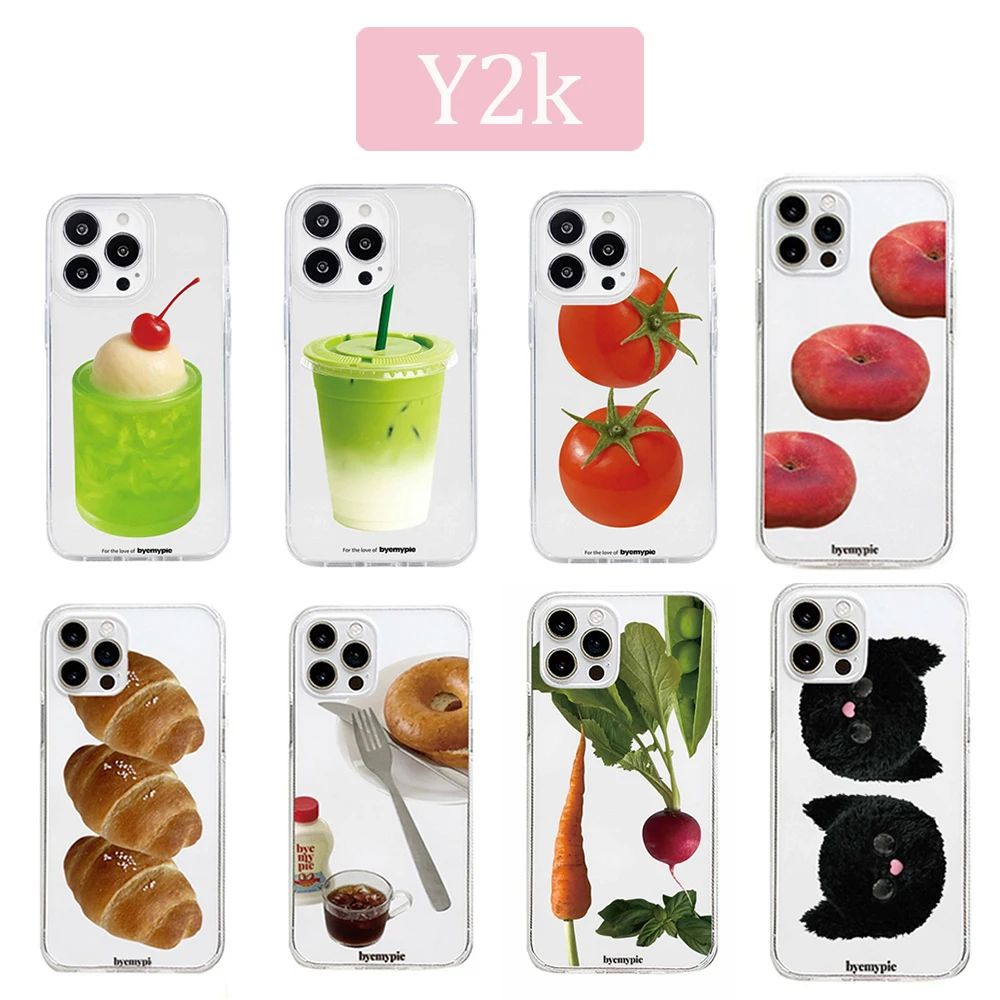 Coque de téléphone transparente avec motifs de boissons fraîches et de légumes pour iPhone 17 16 16e 15 14 13 12 11 Mini Pro Max X XR XSMax 8 Air Plus
