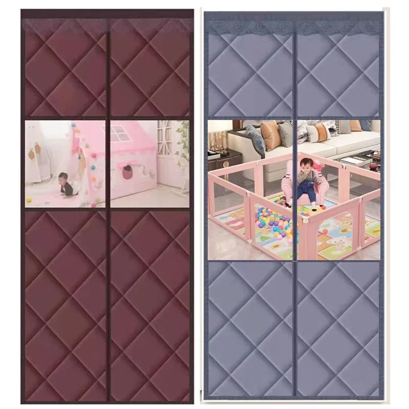 

Winter Windproof Quilted Door Curtains Self-Adhesive Thermal Insulated Door Screen for Living Room Bedroom Wind Resistant Panels