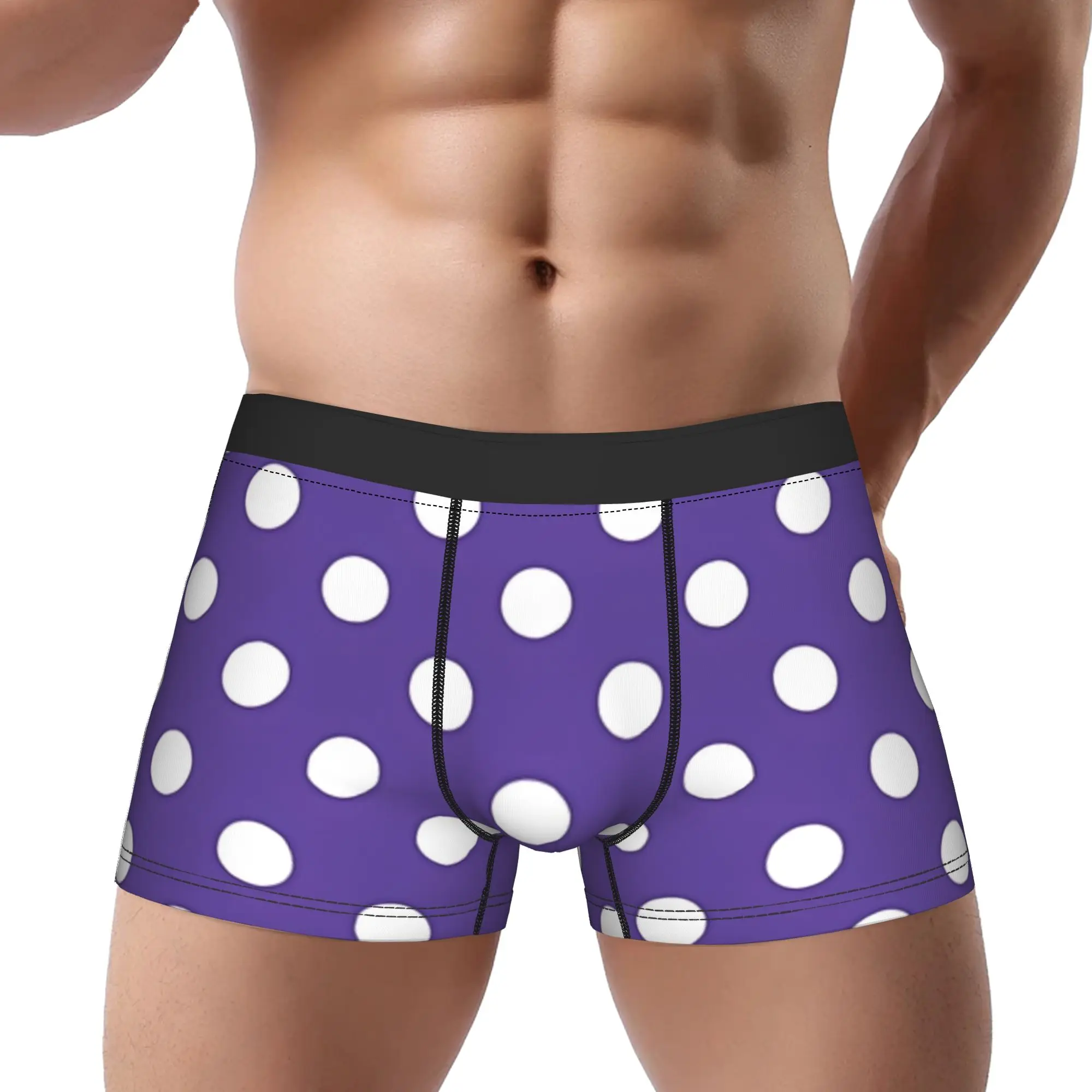 

Patterns White Over Purple Polka Dots Underpants Homme Panties Man Underwear Print Shorts Boxer Briefs