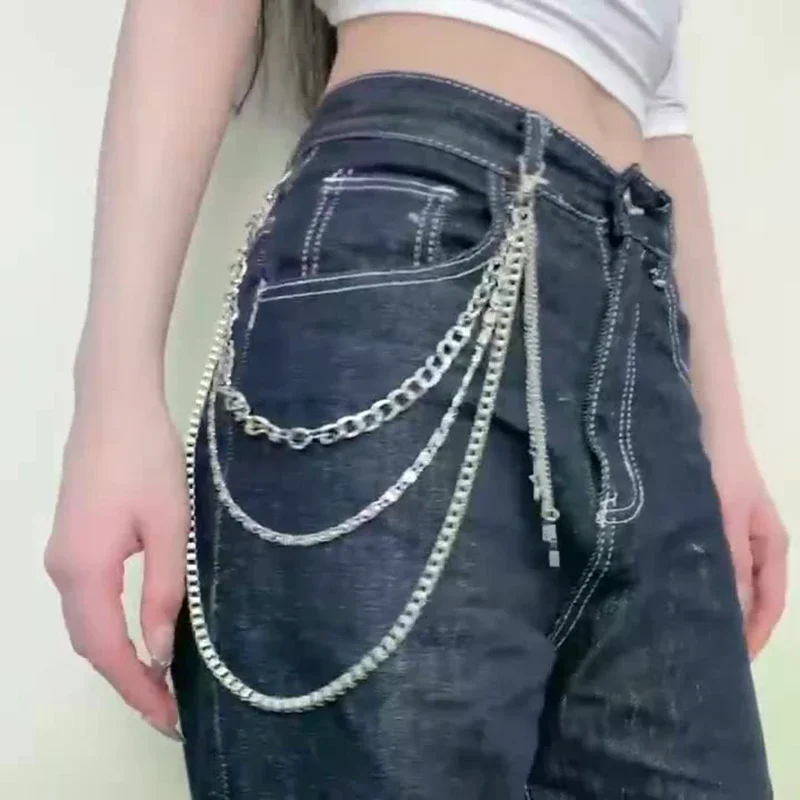 Star Pendant Pants Jeans Belt Keychains Chain Jewelry Tassel Metal Waist Chain Pants Chain Clothing