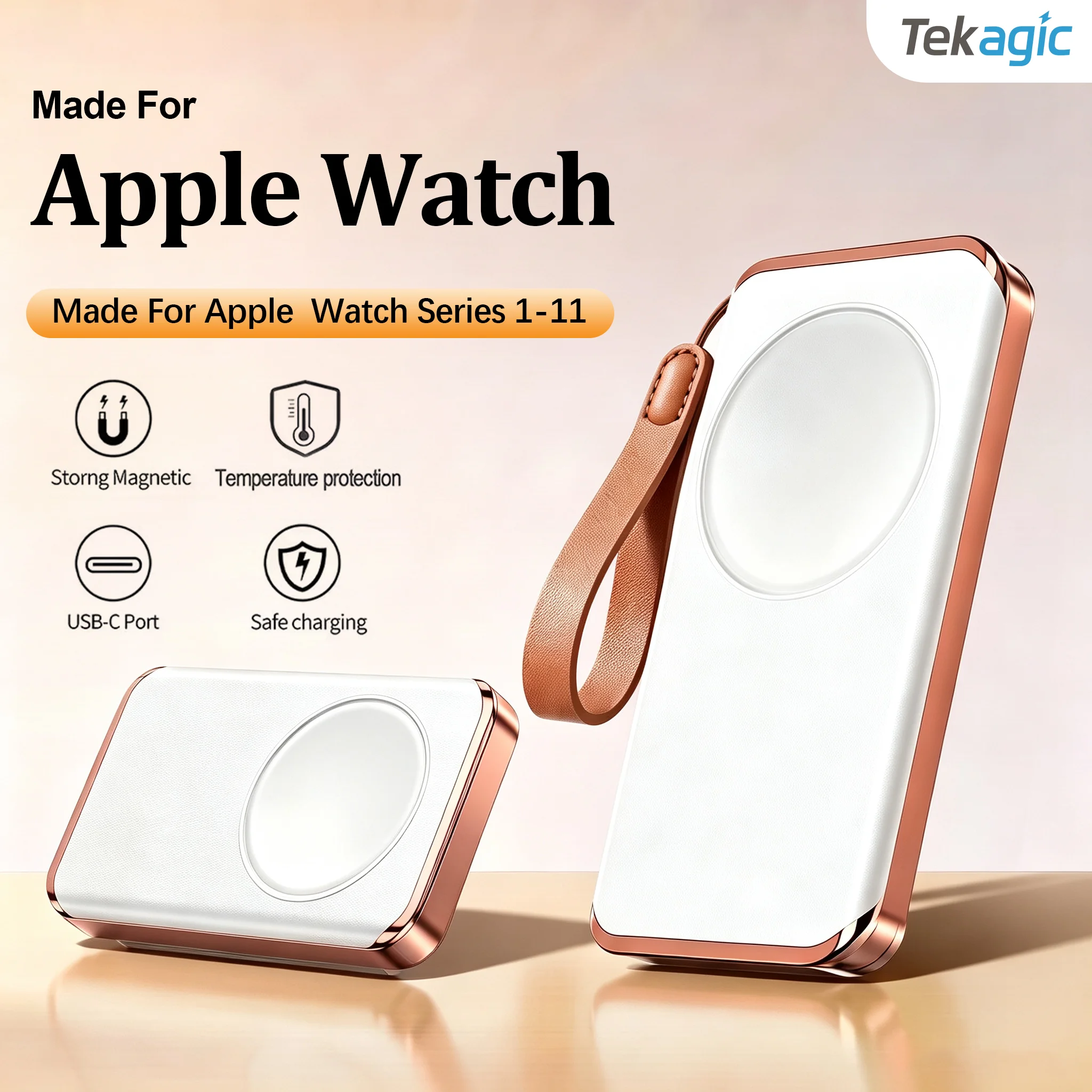 Magnetic Wireless Fast Watch Charger For Apple Watch Series 11 10 9 8 7 6 iWatch 5 4 3 Ultra 2 USB Type C Portable Charging Dock