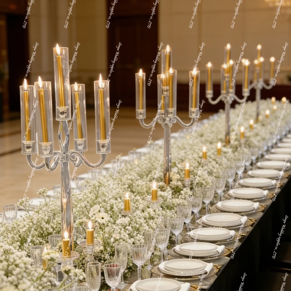 5/10pcs 95/115/120cm acrylic Crystal Floor candlestick table  Led Candle stick holder acrylic Lampshade Wedding clear Floor Lamp