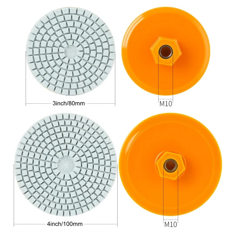 3inch 4inch Diamond Wet Dry Polishing Pad With Backer For Grinding Granite Stone Concrete Marble Quartz Abrasive Buckle Lock