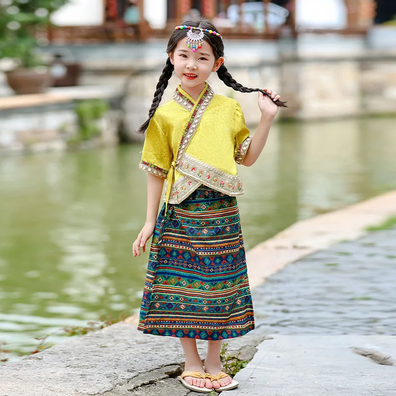 Summer Children's Festival Dress Up Yi Ethnic Costumes Dai Ethnic Minority Dance Clothes Miao Ethnic Stage Performance Costumes