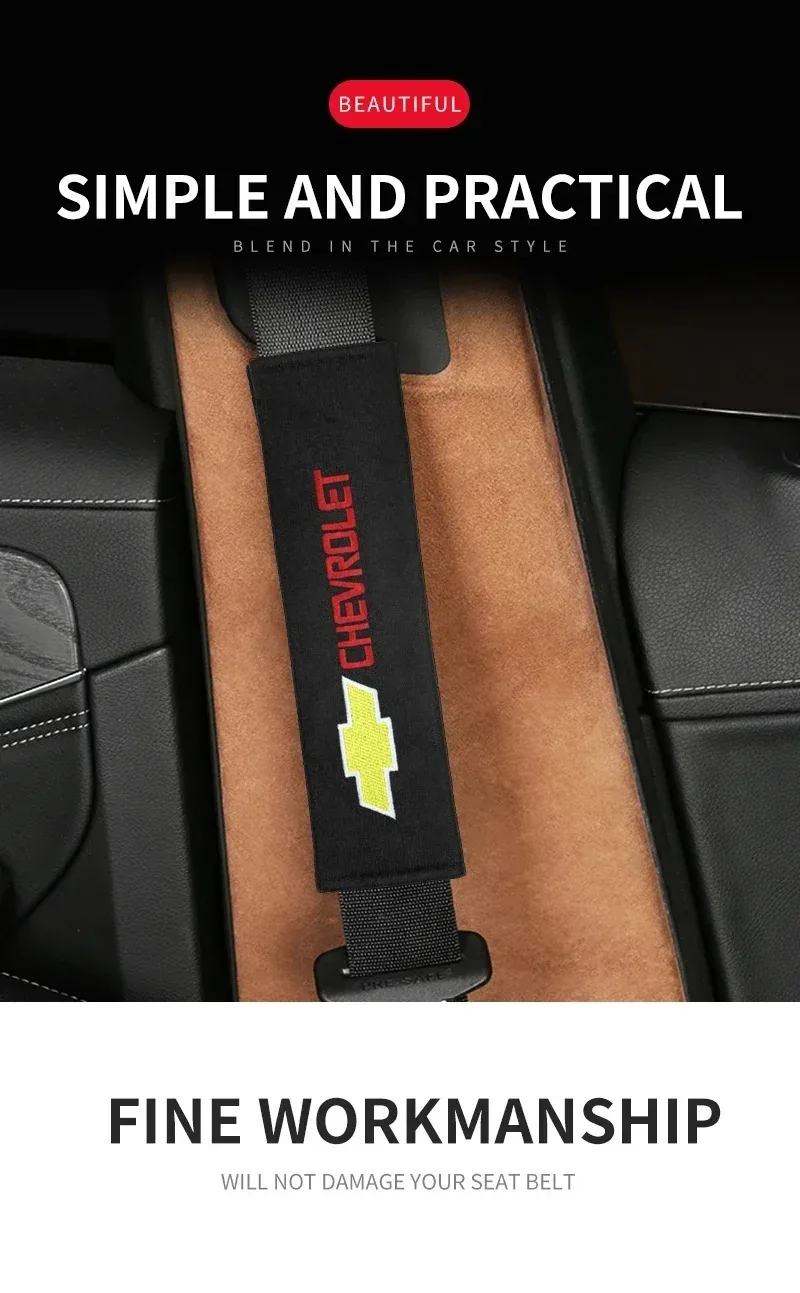 

2 шт., автомобильный плечевой ремень, накладка на автомобильный ремень, защитный чехол для ремня безопасности для Chevrolet Silverado Impala Malibu Equinox Cruze Camaro