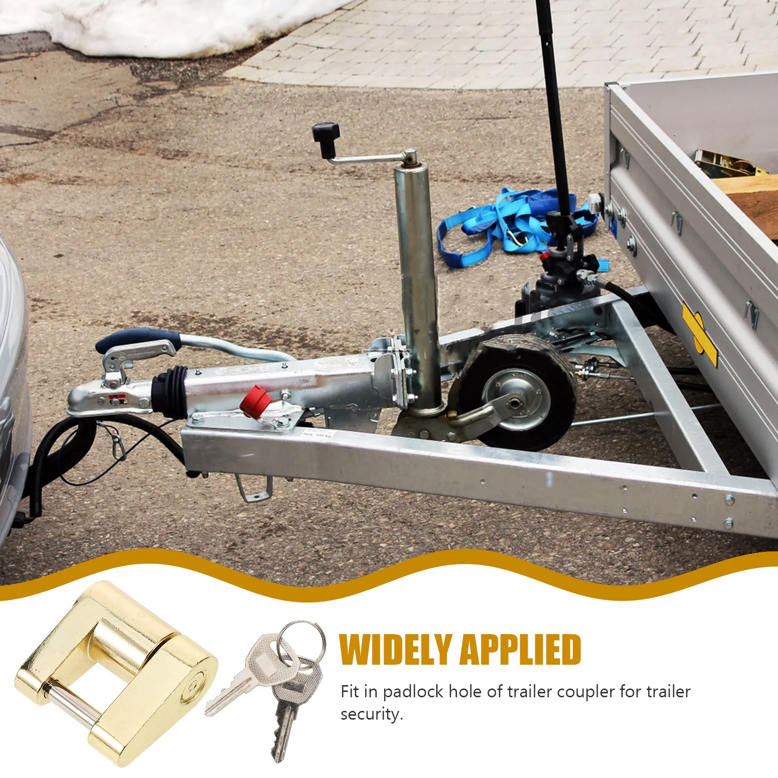 

Замок для прицепа из цельной латуни с плоским ключом для защиты от взлома, непроницаемый, с защитой от несанкционированного доступа, противоугонный замок для прицепа