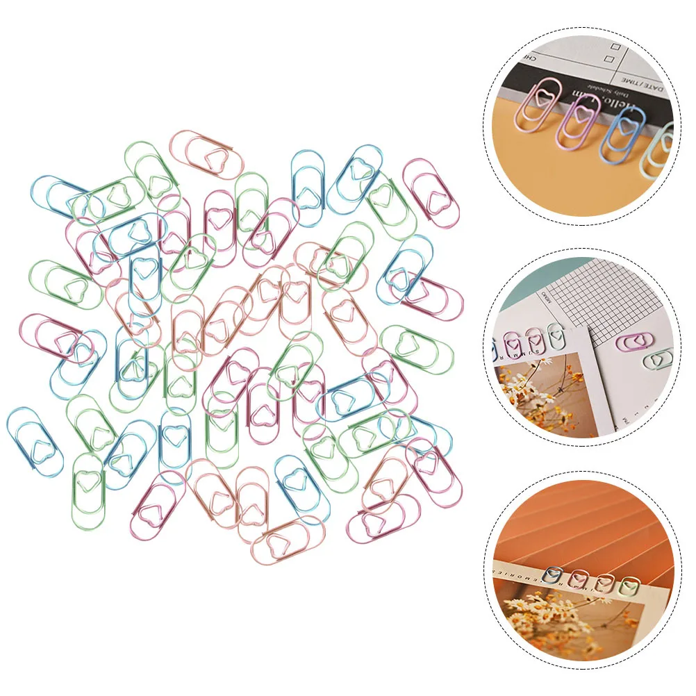 200Pcs Metal Heart Paper Clips Exquisite Small Office Clips for Crafting Reading Marking DIY Cards Albums Files Functional and