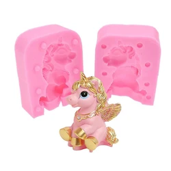 3D Unicorn Silicone Fondant Mold For Cake Decorating Handmade Soap Candle Bath Bomb Lotion Bar Ice Cube Kitchen Pastry Tools