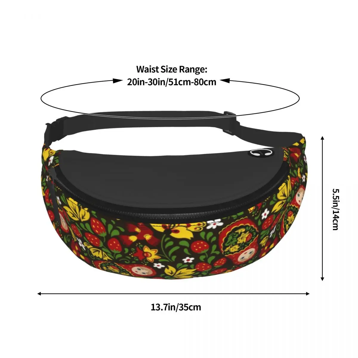 Russian Doll Fanny Bag Flower Matryoshka Babushka Art Crossbody Waist Pack Women Men Cycling Camping Phone Money Pouch