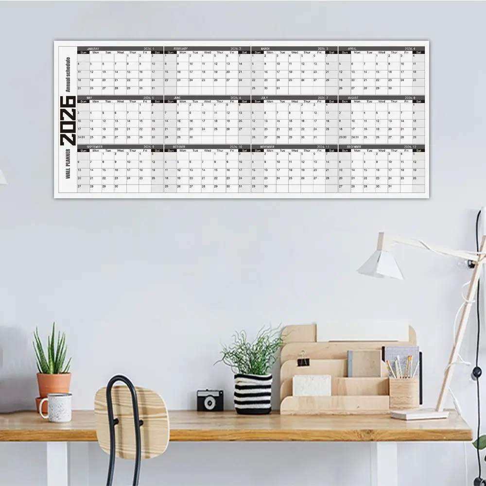 

42x100cm 2026 English Calendar Colorful Notes 12 Month Calendar INS Creative Large Size Calendar Office Stationery