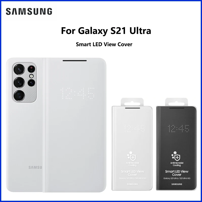 

Original Samsung Galaxy S21 Ultra LED View Cover Protective Phone Case Tap Control Card Pocket Customizable Shockproof EF-NG998