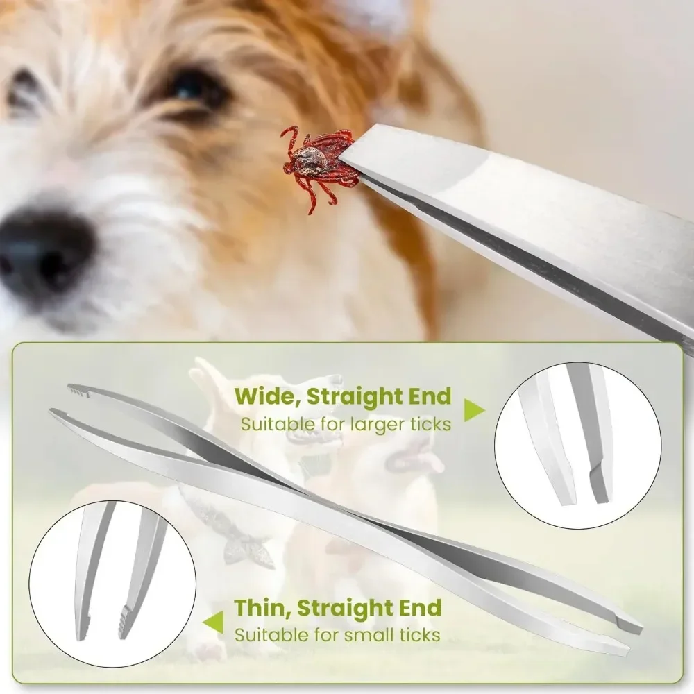 Non-Toxic Dog Tick Remover Tool with Fine-Tipped Stainless Steel Fork for Gentle Extraction Without Skin Damage, for Daily Use