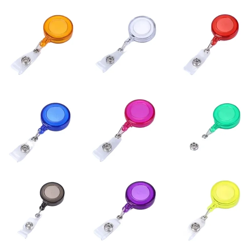 5Pcs/lot Random Color Retractable Badge Reels Working Permit ID Tag Clips Pass Work Card Chest Card Clip Badge Reels