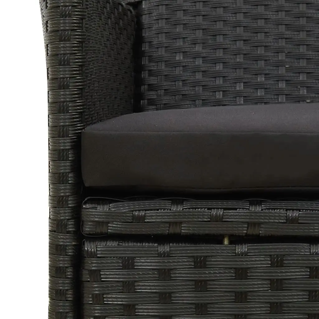 Set of 2 Black Poly Rattan Patio Chairs with Cushions - Stylish Outdoor Seating