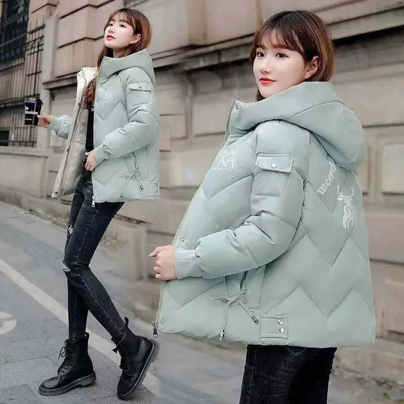 Trendy Cotton-padded Cropped Coat 2024 New  Korean Style Women\'s Puffer Jacket Hooded Winter Parka Fashion Coat Student Overcoat