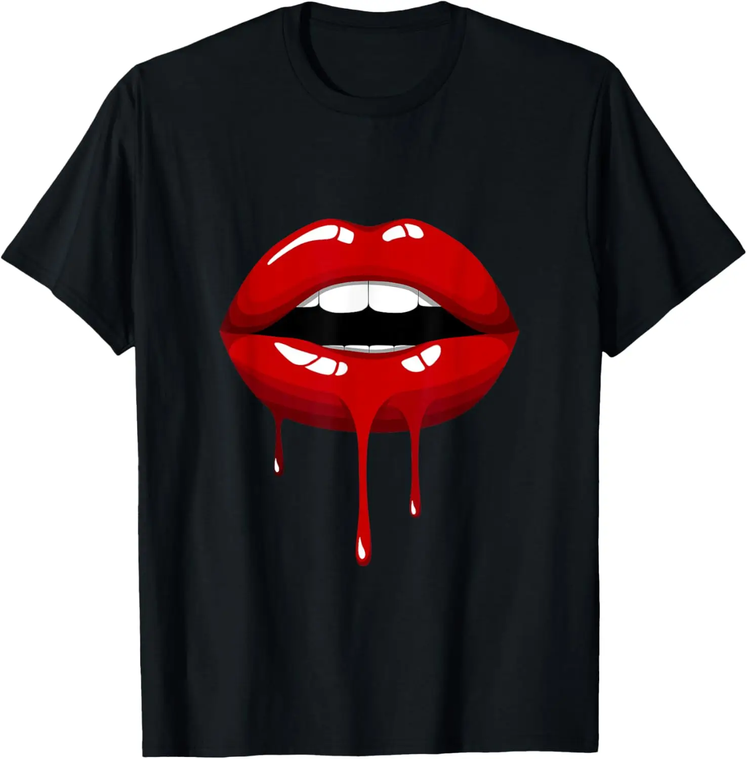 

Cool Women Fashionable Red Lips Short Sleeve Graphic Design T-Shirt