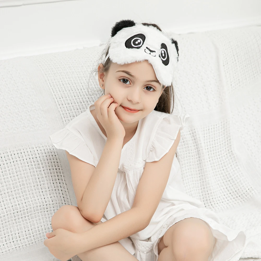 Cute Cartoon Plush Panda Sleeping Eye Mask Night Dream Eye Patches Soft Lightproof Sleep Eye Covers for Girls Boys to Sleep Well