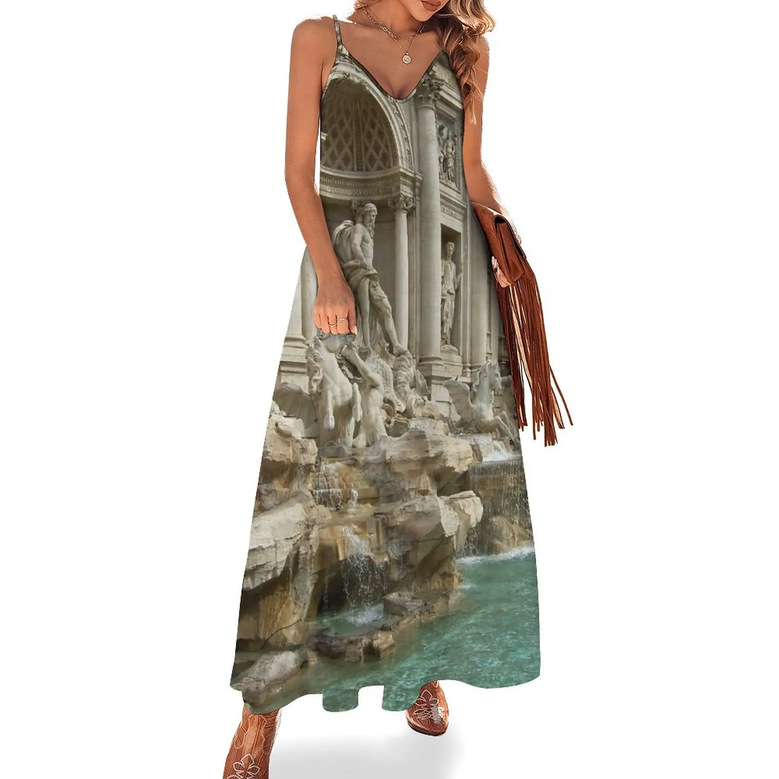 

Trevi Fountain, Rome Sleeveless Dress Long veiled dresses ladies dresses for women 2024