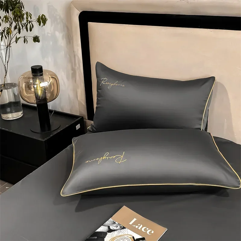 Luxury 60's Long Pile 100% Cotton Duvet Cover Set Embroidered Fall Winter Quilt Cover Solid Egyptian Cotton 2pcs pillowcases