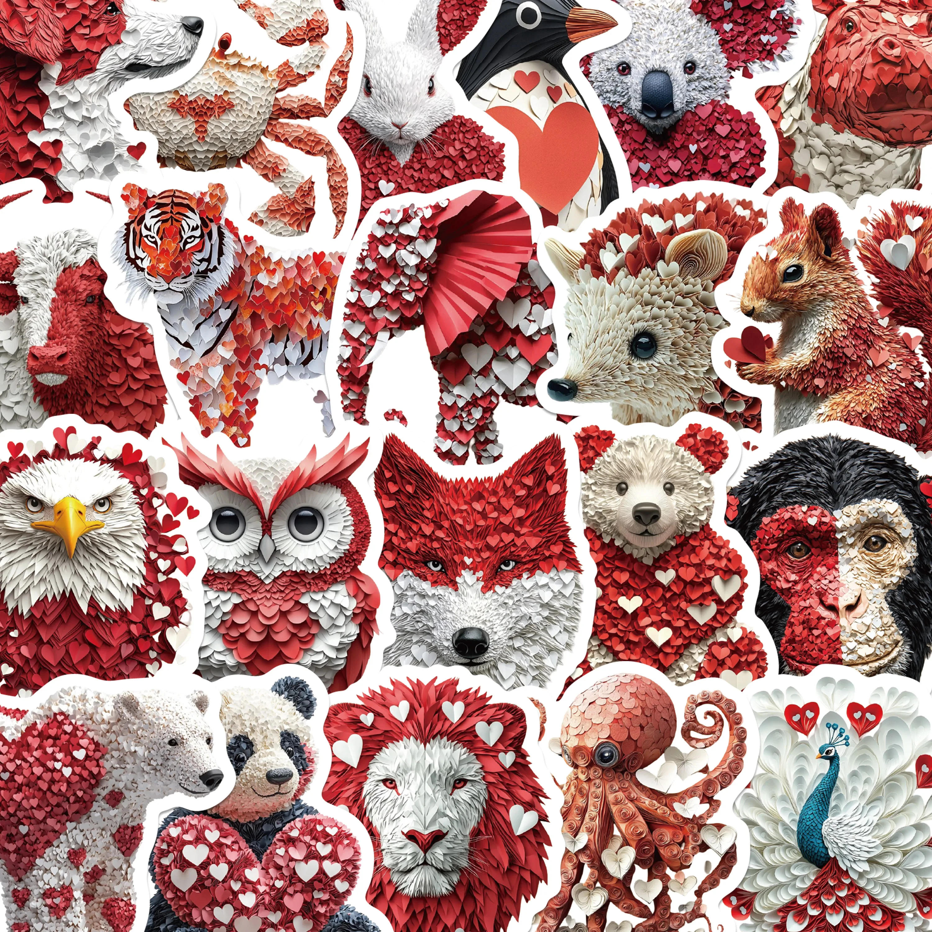 50pcs Heart Animal Sticker Cartoon Cute Funny Decal For Phone Laptop Luggage Guitar Notebook Decorative Sticker Holiday Gift Toy