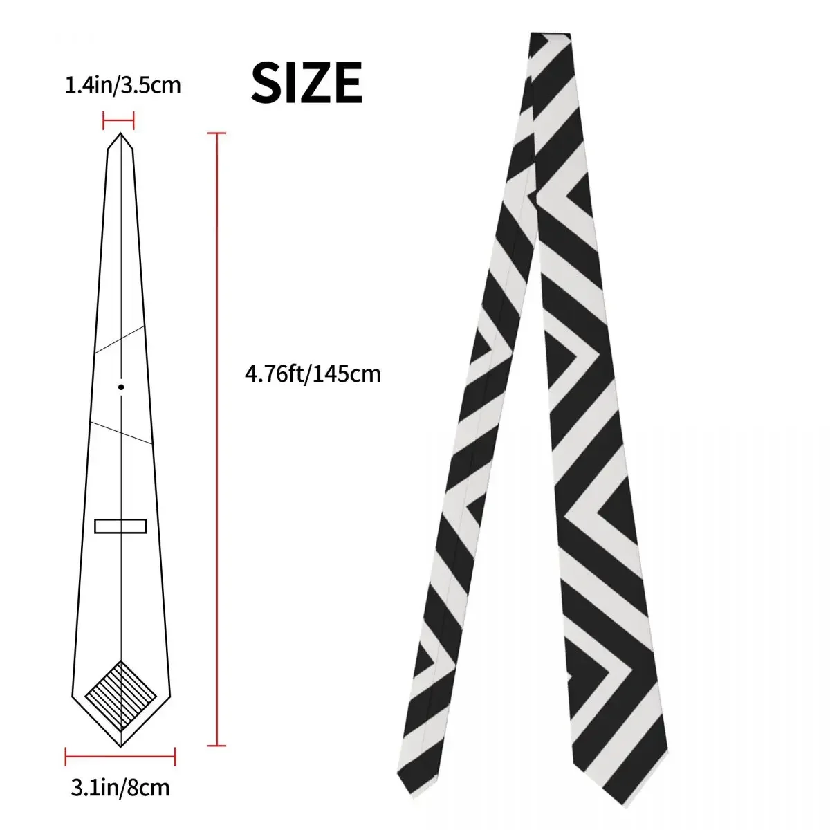 White Black Streak Tie For Men Women Necktie  Clothing Accessories