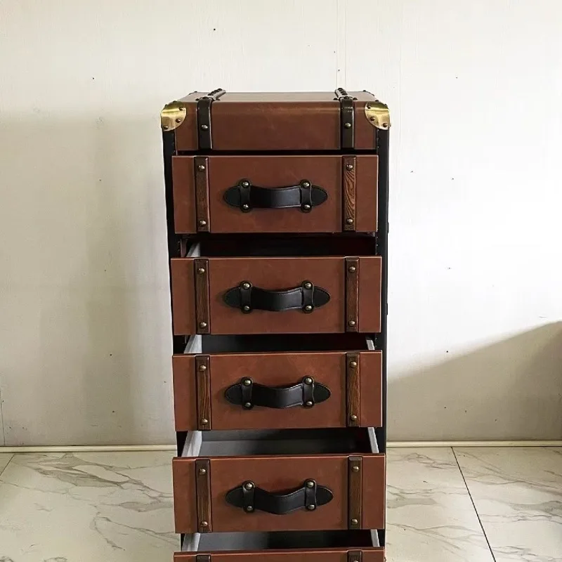 خزانة ذات أدراج عتيقة، خزانة ذات أدراج من الخشب الصلب، نوع درج برتقالي، تخزين غرفة المعيشة الأمريكية، خزانة غرفة النوم #5