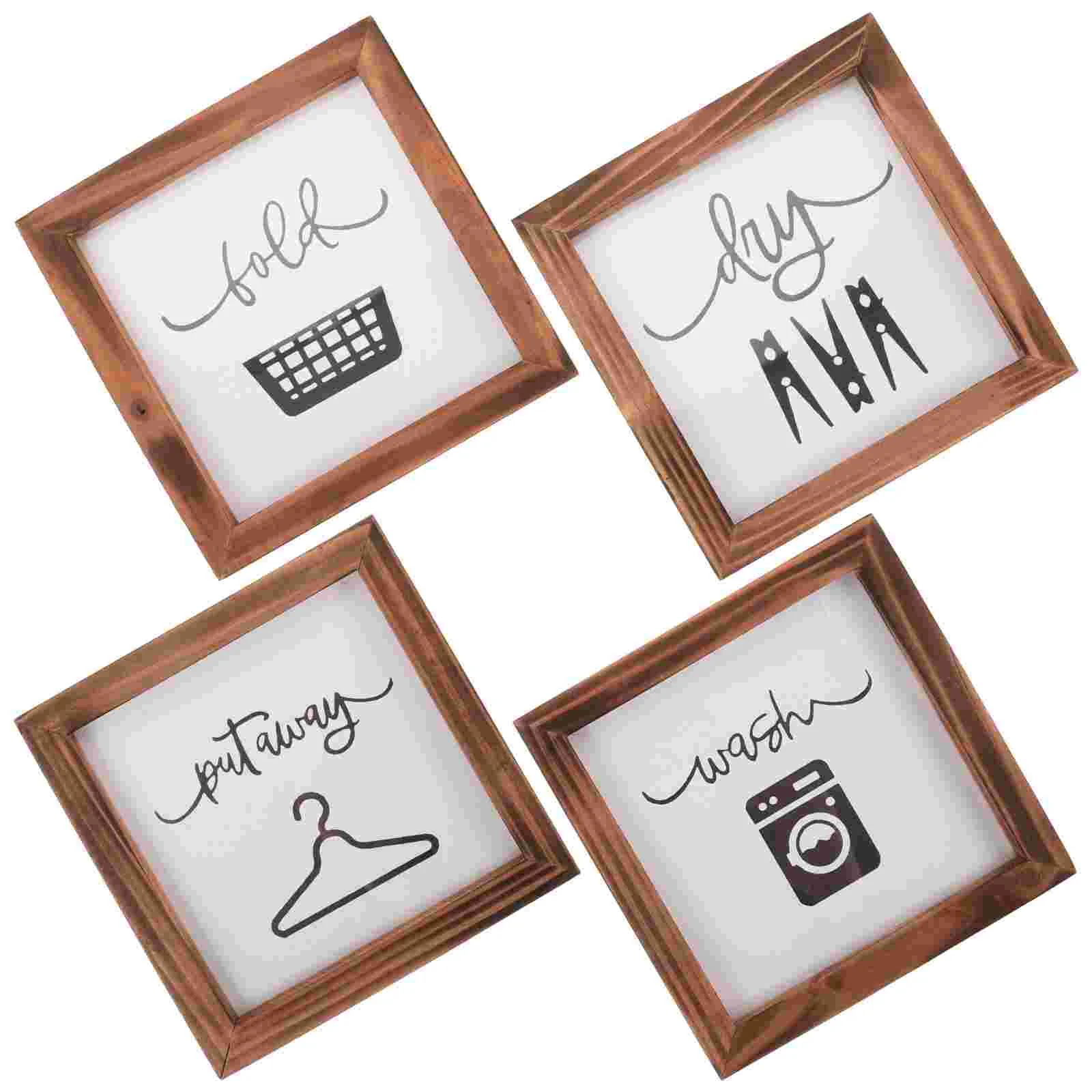 

4pcs Wooden Laundry Room Hanging Decor Rustic Wood Put Away Rustic Laundry Decor Decorative Laundry Room Signs