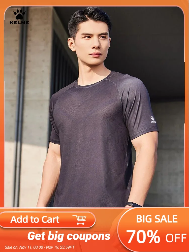 

KELME men's fitness T-shirt sports quick-drying short-sleeved breathable round neck outdoor running top basketball short-sleeved