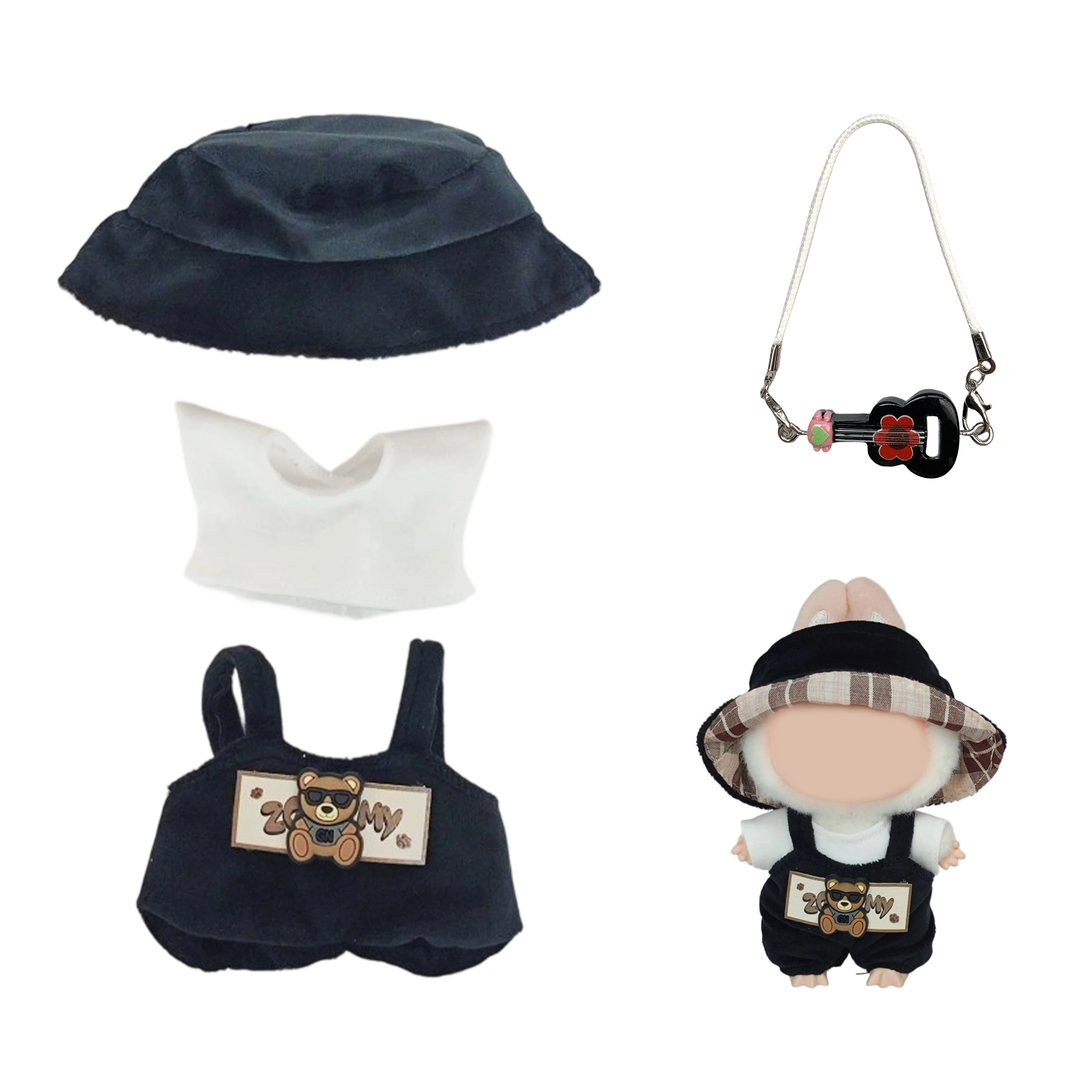 

17cm Clothes for Labubu Hanging Labubu Doll Clothes Set – Cute Overalls & Outfit Series