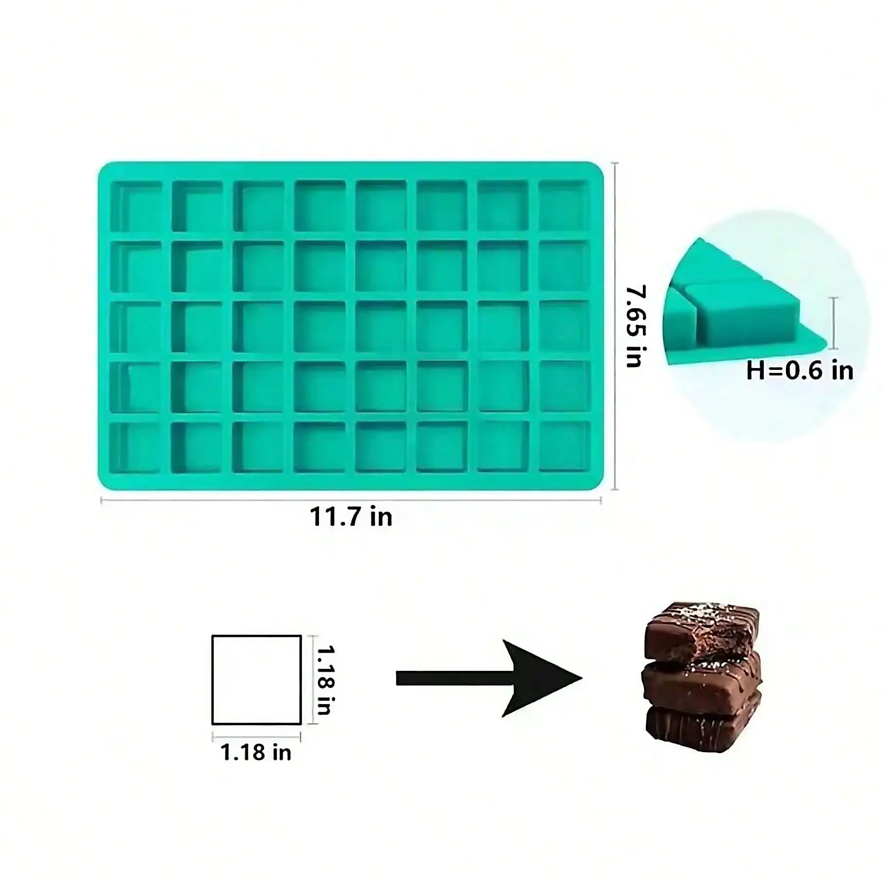 1Pcs and 2pcs，40 Cavities Square Silicone Molds, Mini Cubes Silicone Mold for Chocolate, Hard Candy, Ice Cubes, Gummy Cake Molds