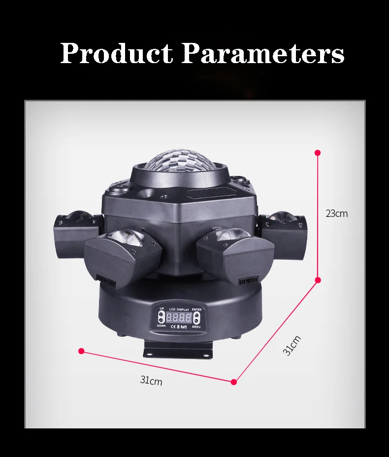 Projecteur LED à Tête Mobile pour Salle de Karaoké, Éclairage de Scène Extérieur, DJ Chang, Son, Boule de ix, 6 Bras